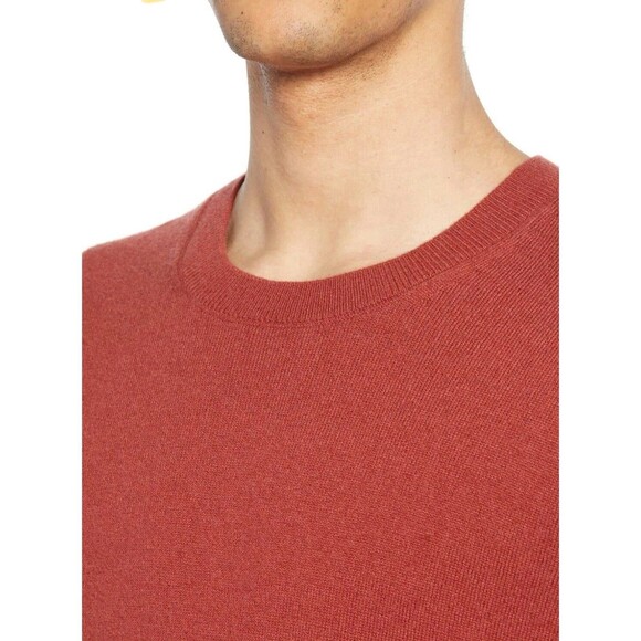 Vince 100% Cashmere Sweater Mens Large Crewneck Sequoia Burnt Orange Fall Luxury - Picture 11 of 11